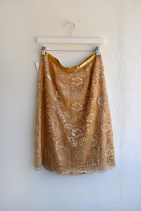 Gold Lace Midi Skirt