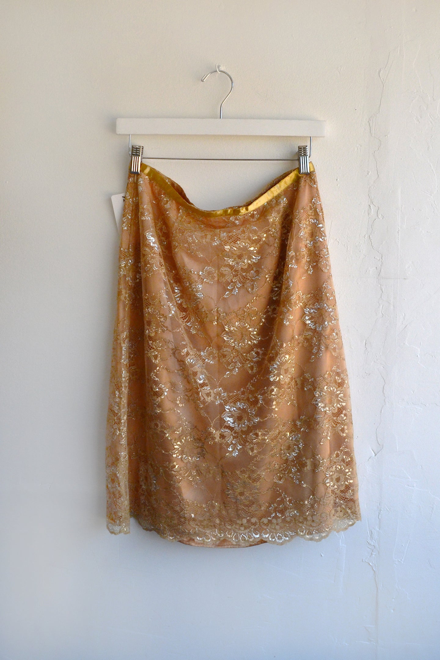 Gold Lace Midi Skirt