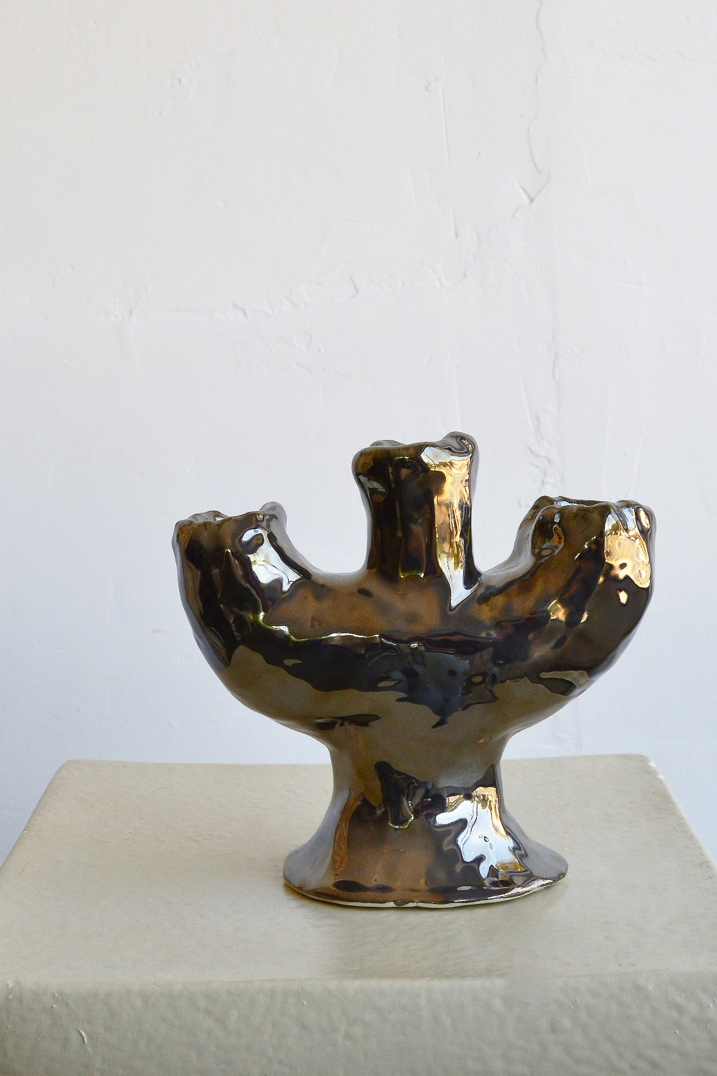 Moreau Ceramics: Silver Chunk Candle Holder