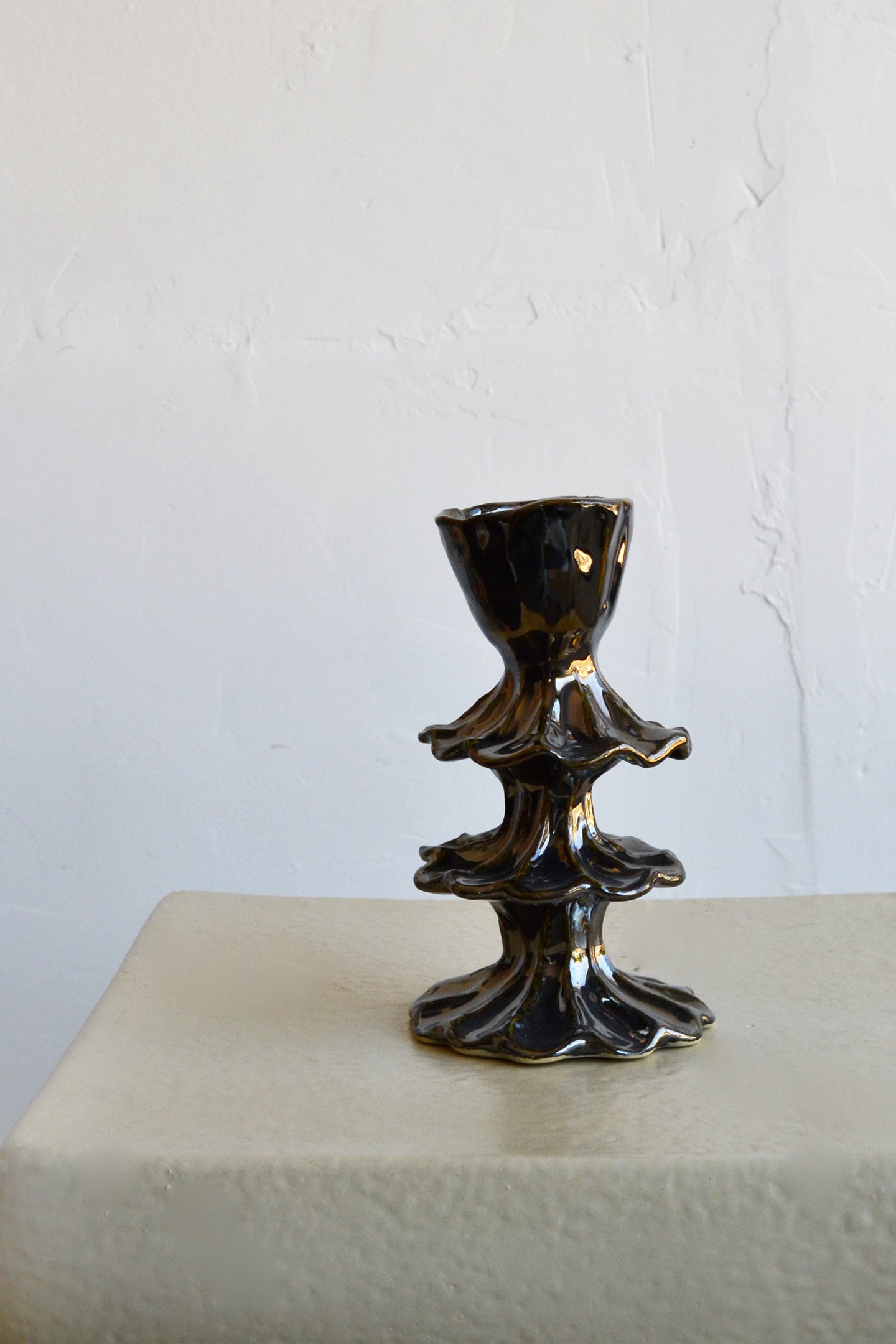 Moreau Ceramics: Silver Fleur Candle Holder