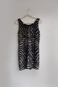 Silk Beaded Zebra Mini Dress